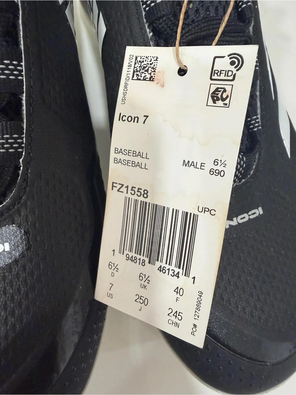 Adidas Icon 7 Metal Baseball Cleats Black White FZ1558 Men’s Size 7 New